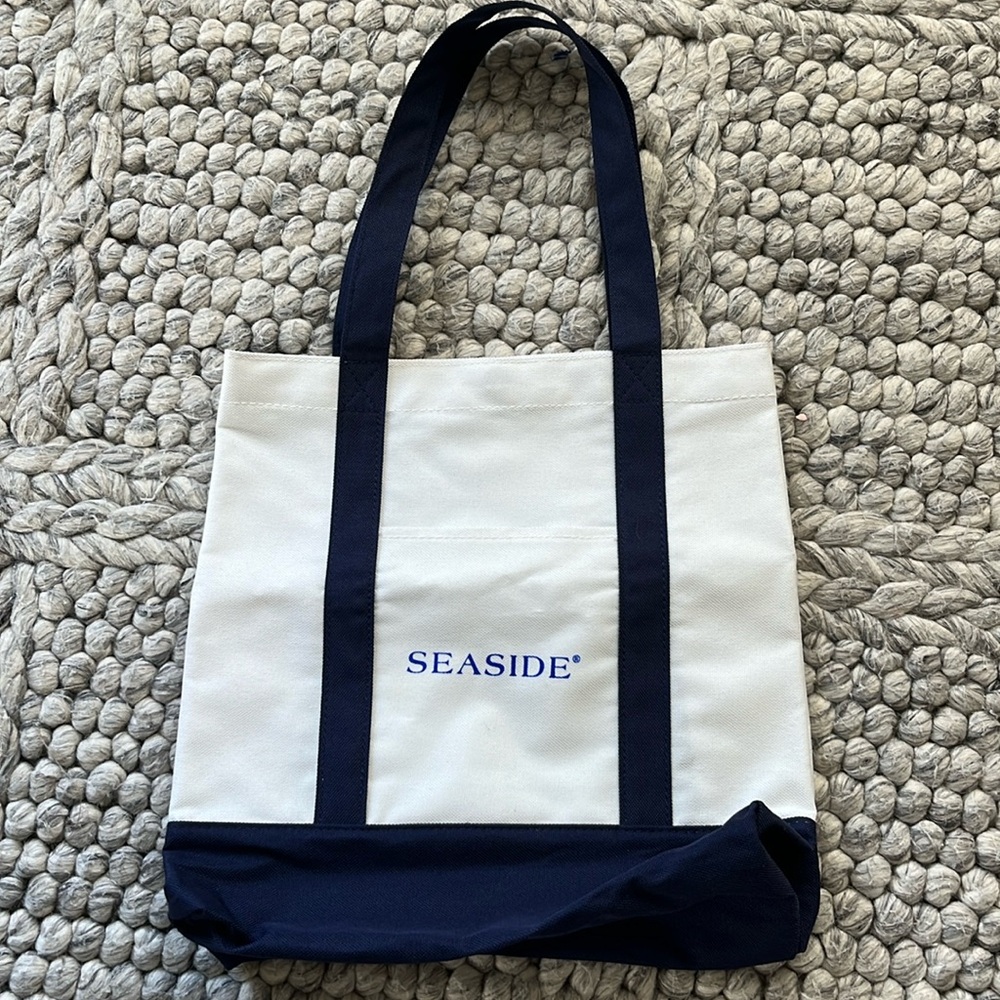 Seaside white canvas tote - never used